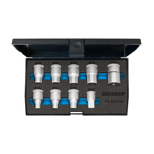 GEDORE TX 19 E-09 - Juego de Vasos TORX® Hembra 1/2"